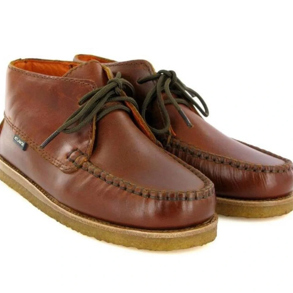 Toddler Brown Leather Moccasin Lace-Up Shoes